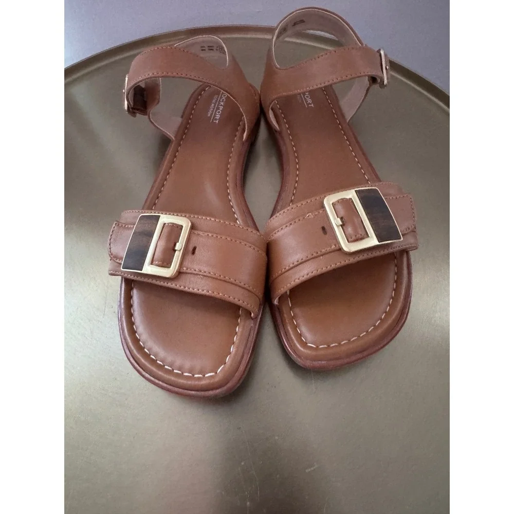 Rockport Women's Brown Leather Ankle Strap Sandals Comfort G21 Size‎ 9